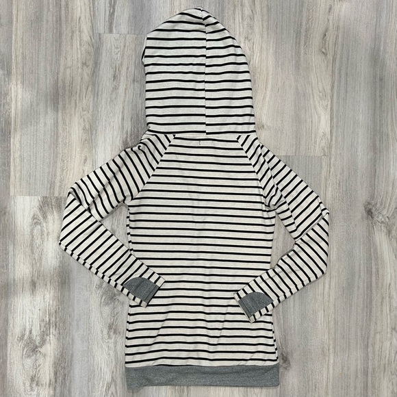 Ampersand Ave & Striped Double Hooded Sweatshirt Zipper Cotton Hoodie Size XS - Picture 7 of 7
